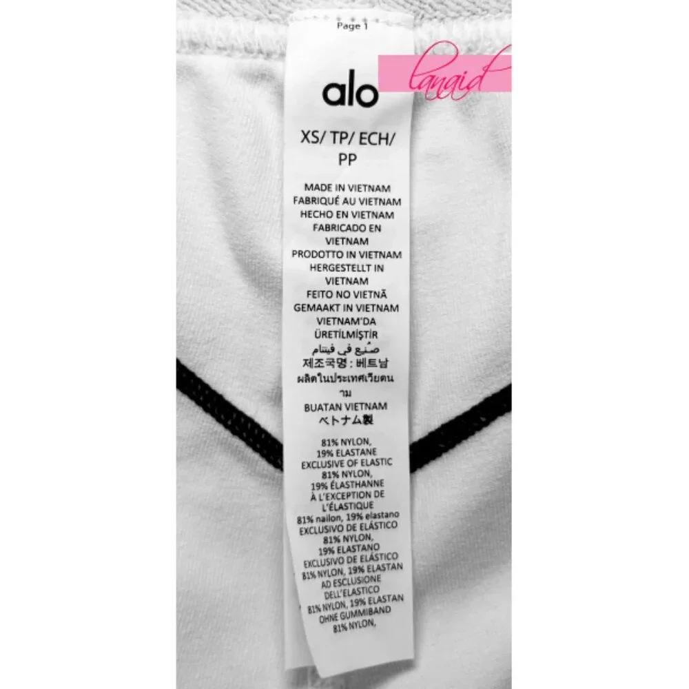 Alo Airbrush High-Waist Heart Throb Leggings White Black Hi-Rise Waisted Tights